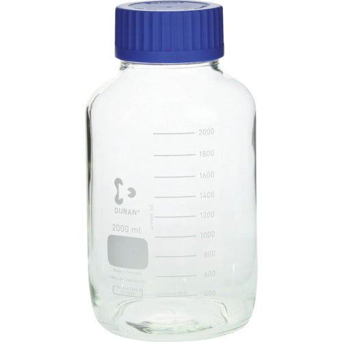 Glass Bottles wide mouth GLS-80, clear, with blue screw-cap  017250-2000  SIBATA