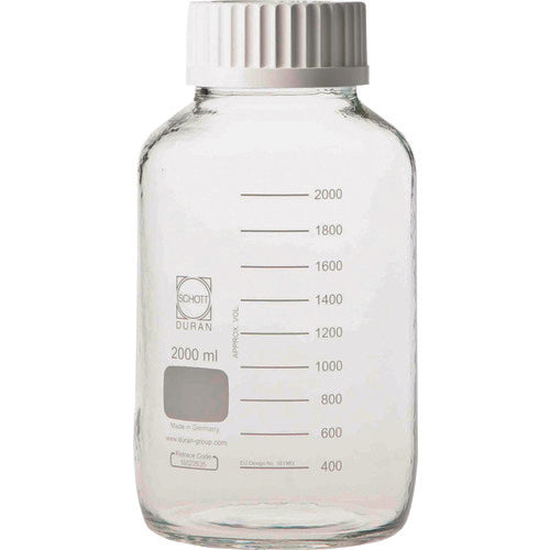 Glass Bottles with wide neck  GLS-80, white Screw-cap, Plastic coated, DURAN  017250-42000  SIBATA