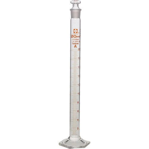 Graduated Cylinder CustomA with Glass Stopper 20mL  026580-20  SIBATA