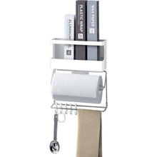 Load image into Gallery viewer, WALL MOUNTED KITCHEN WRAP &amp; PAPER TOWEL HOLDER W/5HOOKS BY MAGNET  411397  ASVEL
