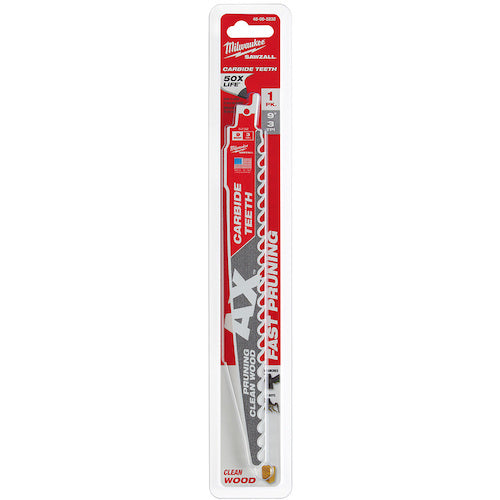 48-00-5232 MILWAUKEE AX PRUNING SAWZALL BLADE W/ CARBIDE TEETH 3TPI 9 1PK  48-00-5232  Milwaukee