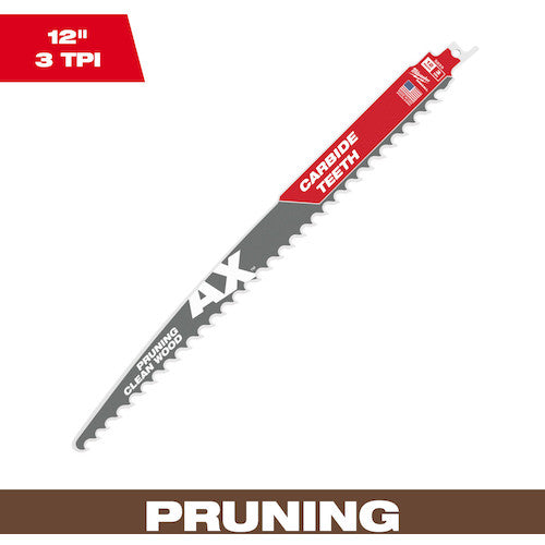 48-00-5233 MILWAUKEE AX PRUNING SAWZALL BLADE W/ CARBIDE TEETH 3TPI 12 1PK  48-00-5233  Milwaukee