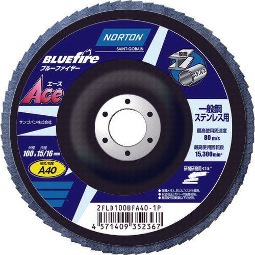 NORTON Blue Fire Ace Flap Disc  2FLD100BFA180-1P  NORTON