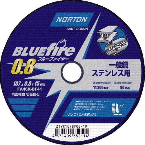 NORTON Blue Fire 0.8 Cutting Wheel  2TWC107BF08-1P  NORTON