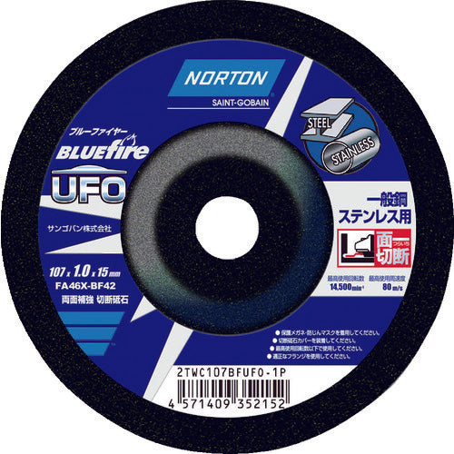 NORTON Blue fire UFO Cutting wheel  2TWC107BFUFO-1P  NORTON