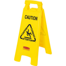 Load image into Gallery viewer, Floor Sign with Caution Imprint, 2-Sided  611204  Rubbermaid
