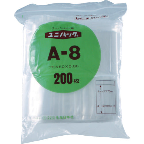 Reclosable Poly Bag Uni Pack  K-8  SEINICHI GRIPS