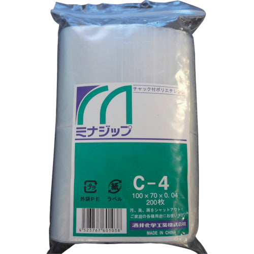 Minazip a plastic bag with a zipper  MZC-4  Mina