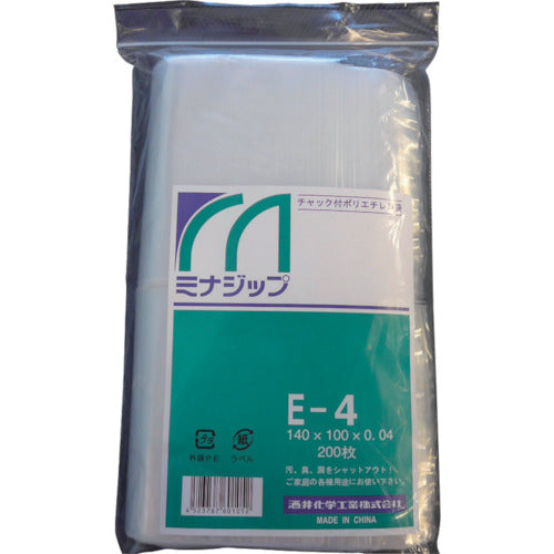 Minazip a plastic bag with a zipper  MZE-4  Mina